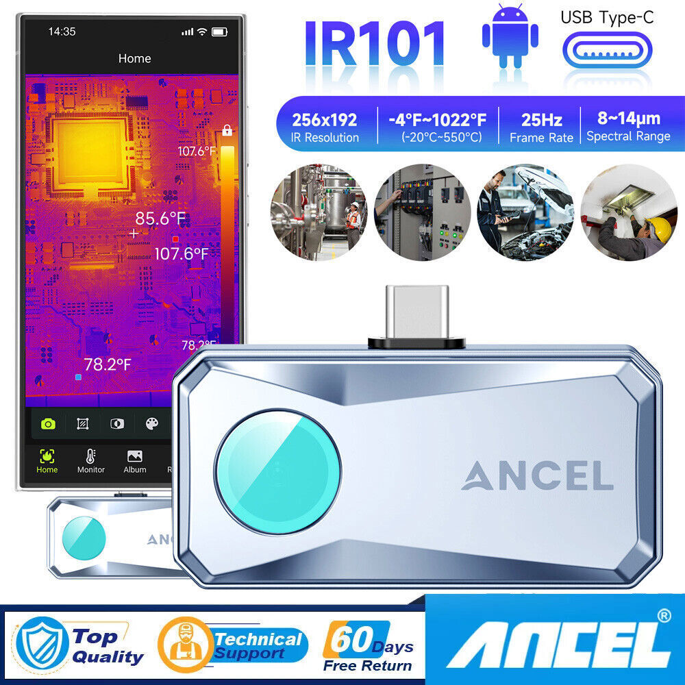 ANCEL 256x192 IR Resolution Infrared Thermal Imaging Camera for Android Type C