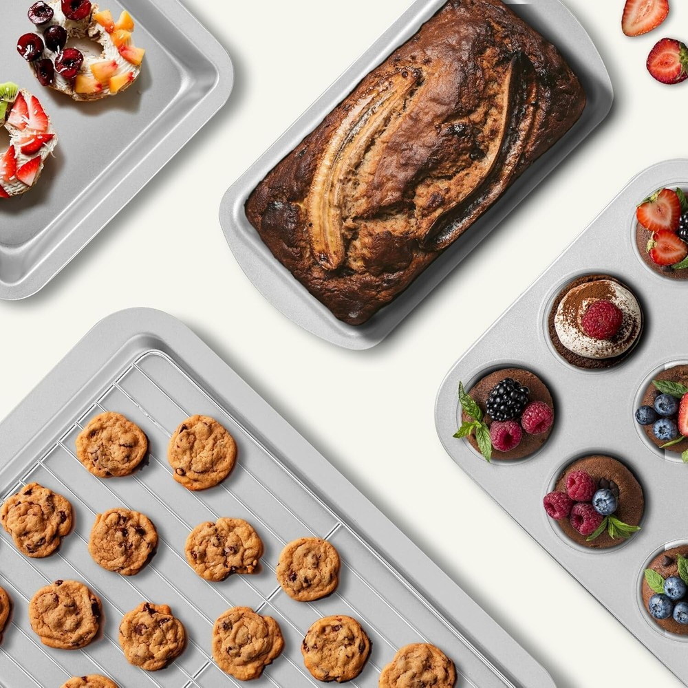 Baking Pans Sets, Nonstick Bakeware Sets 7-Piece with Round/Square Cake Pan