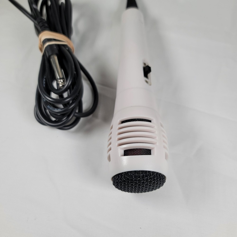 White Handheld Microphone with High Grade Low Noise Cable works