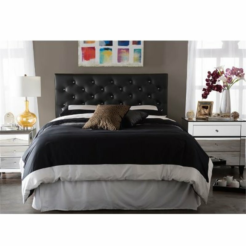 Baxton Studio Viviana Faux Leather Tufted Queen Panel Headboard