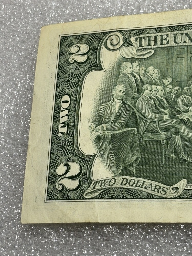2013 $2 Error Note Off Centered, Miscut W/Ink Bleeds Excellent Condition