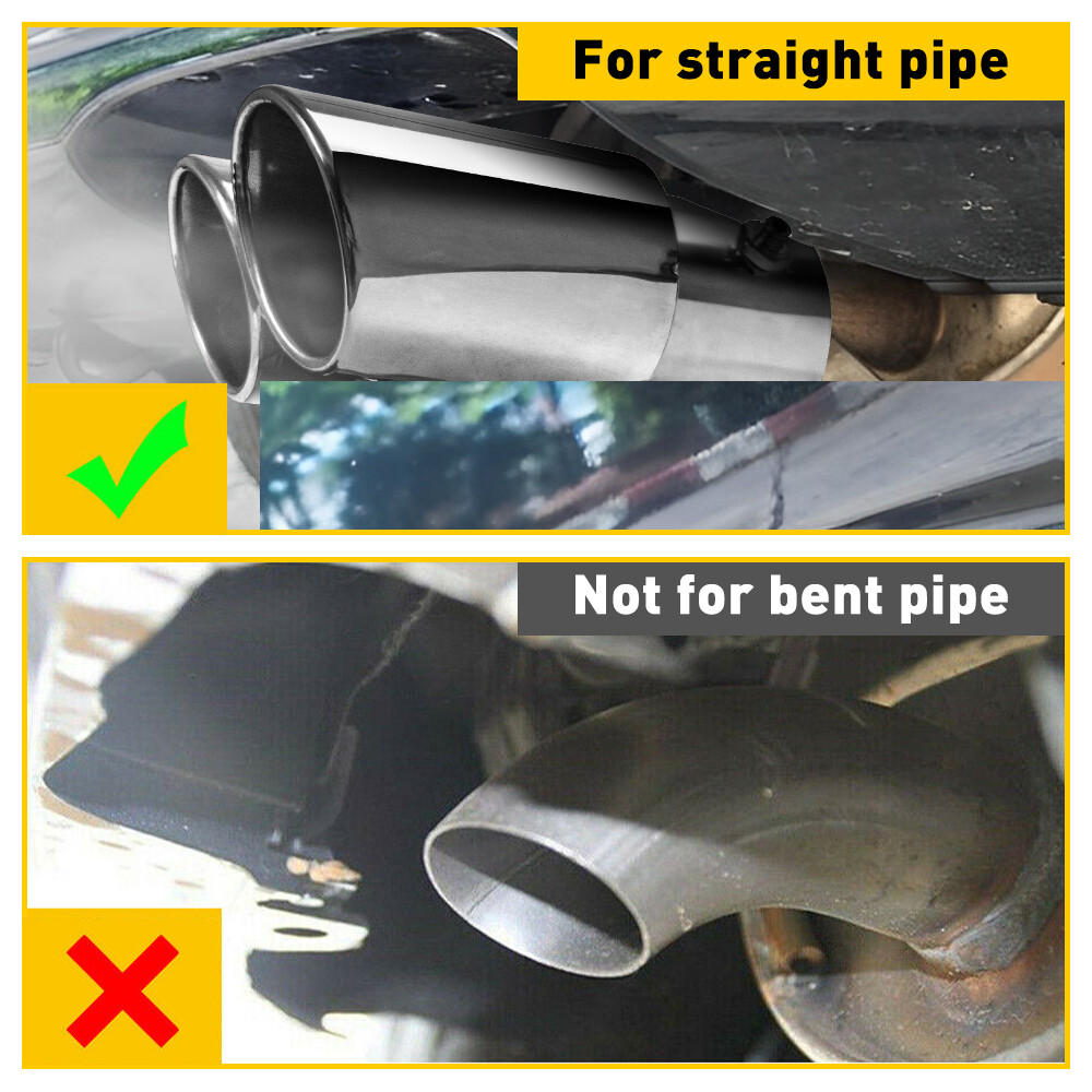 Chrome Rear Dual Stright Exhaust Pipe Tail Muffler Tip Replace Accessories Kit