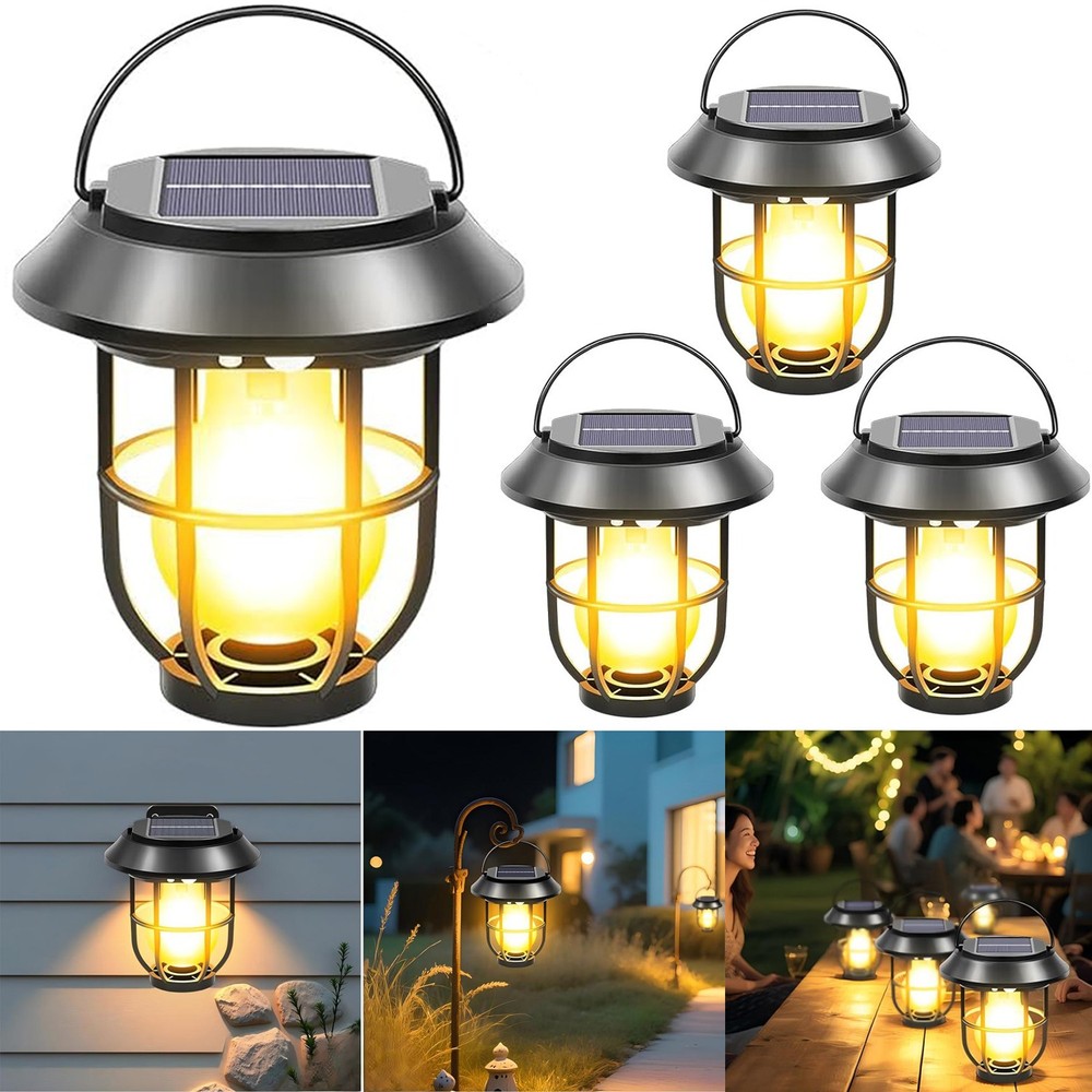 Protable LED Solar Motion Sensor Lights Outdoor Hanging Lantern Camping Lamps