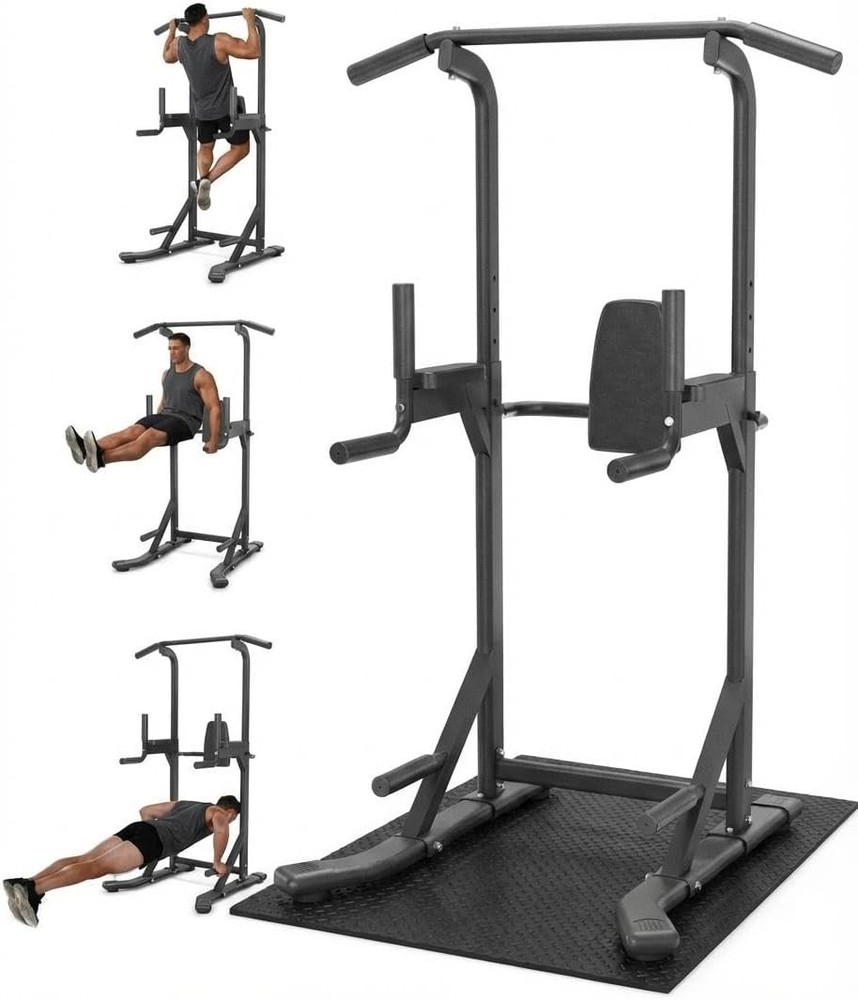 Ⓜ️Multi-Function Power Tower Pull Up Bar Station with Backrest Adjustable Height
