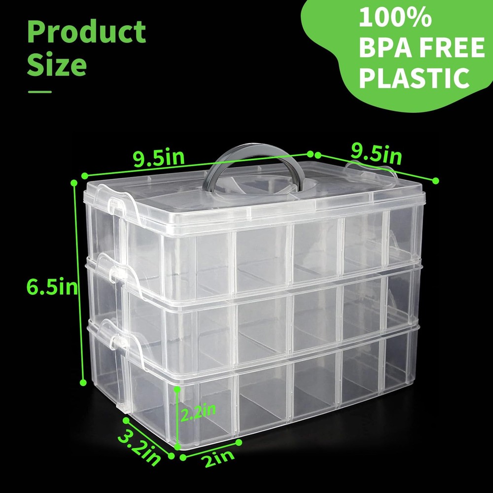 Storage Box for Lego, Stackable Storage Organizer with 30 Compartments for Le...