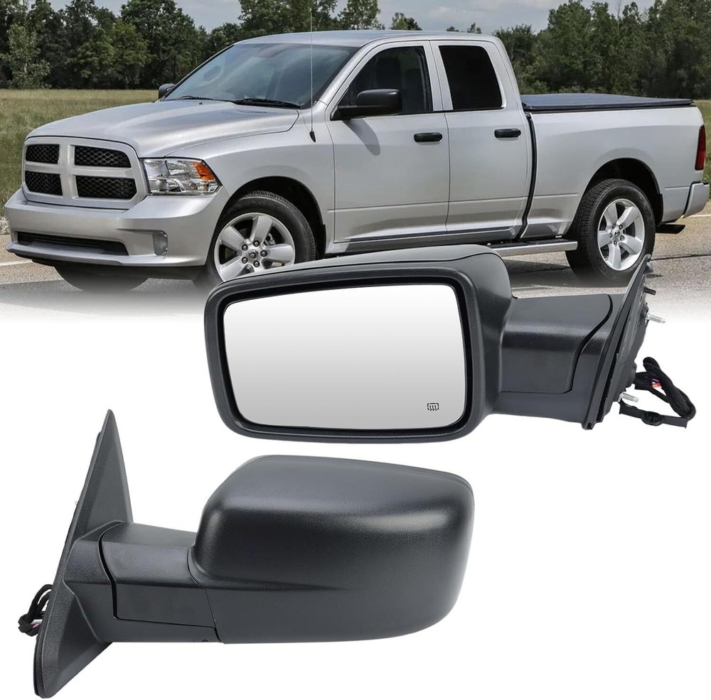 Left/Driver Manual Fold + Heated + Temp Sensor Mirror For 2013-19 Dodge Ram 1500