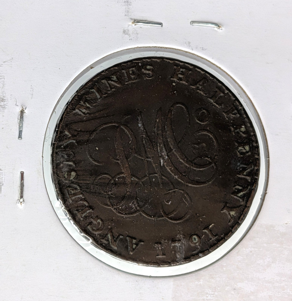 1791- Anglesey Mines Druid Copper Half Penny Condor Token