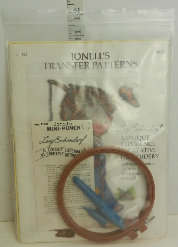 Jonell's Loop Embroidery Kit-Transfer Patterns/Hoop/Needle/Threaders/Mini Punch