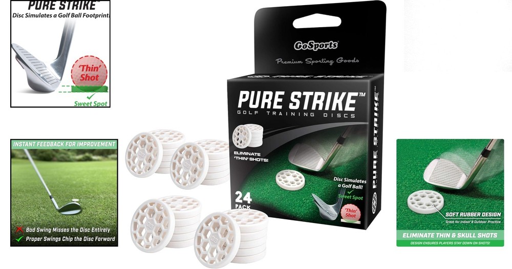24-Pack Golf Pure Strike Training Discs - Eliminate Thin Shots & Improve Swing
