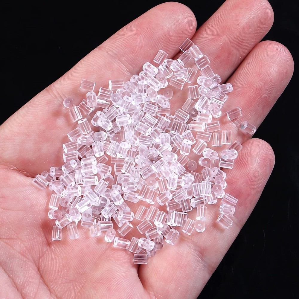Forise 500Pcs Clear Silicone Earring Backs 3mm Hypoallergenic Rubber Column E...