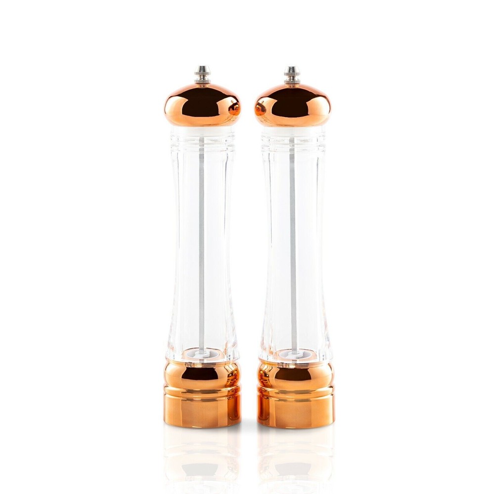 COPPER KITCHEN SALT & PEPPER MILL GRINDER SET MANUAL 2 SHAKERS REFILLABLE