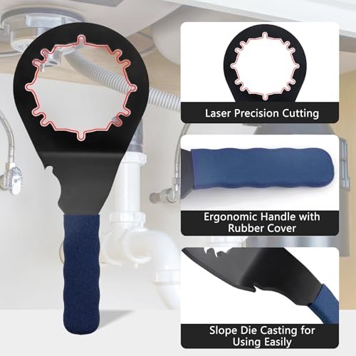 Universal Sink Drain Wrench Tool for Hex Nuts & 4, 6, 8 Tab Locking Nuts