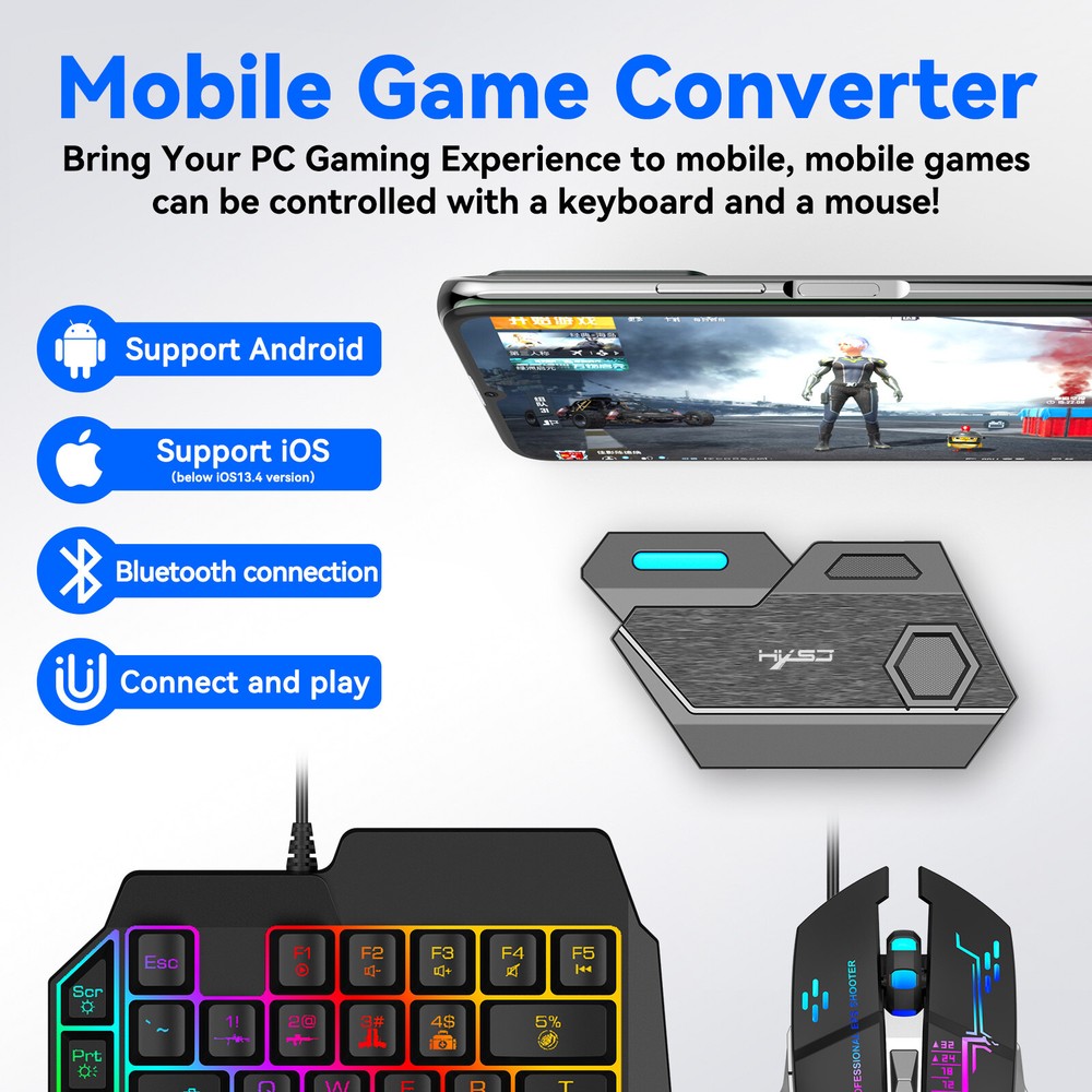Gamepad PUBG Controller Game Keyboard Mouse Converter For IOS 13.4 below Adapter