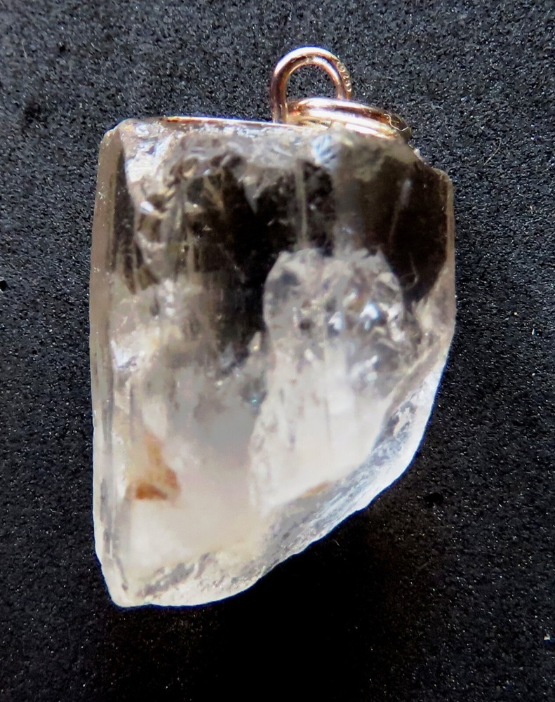 Very Clear Raw Quartz Pendant, 925 Silver
