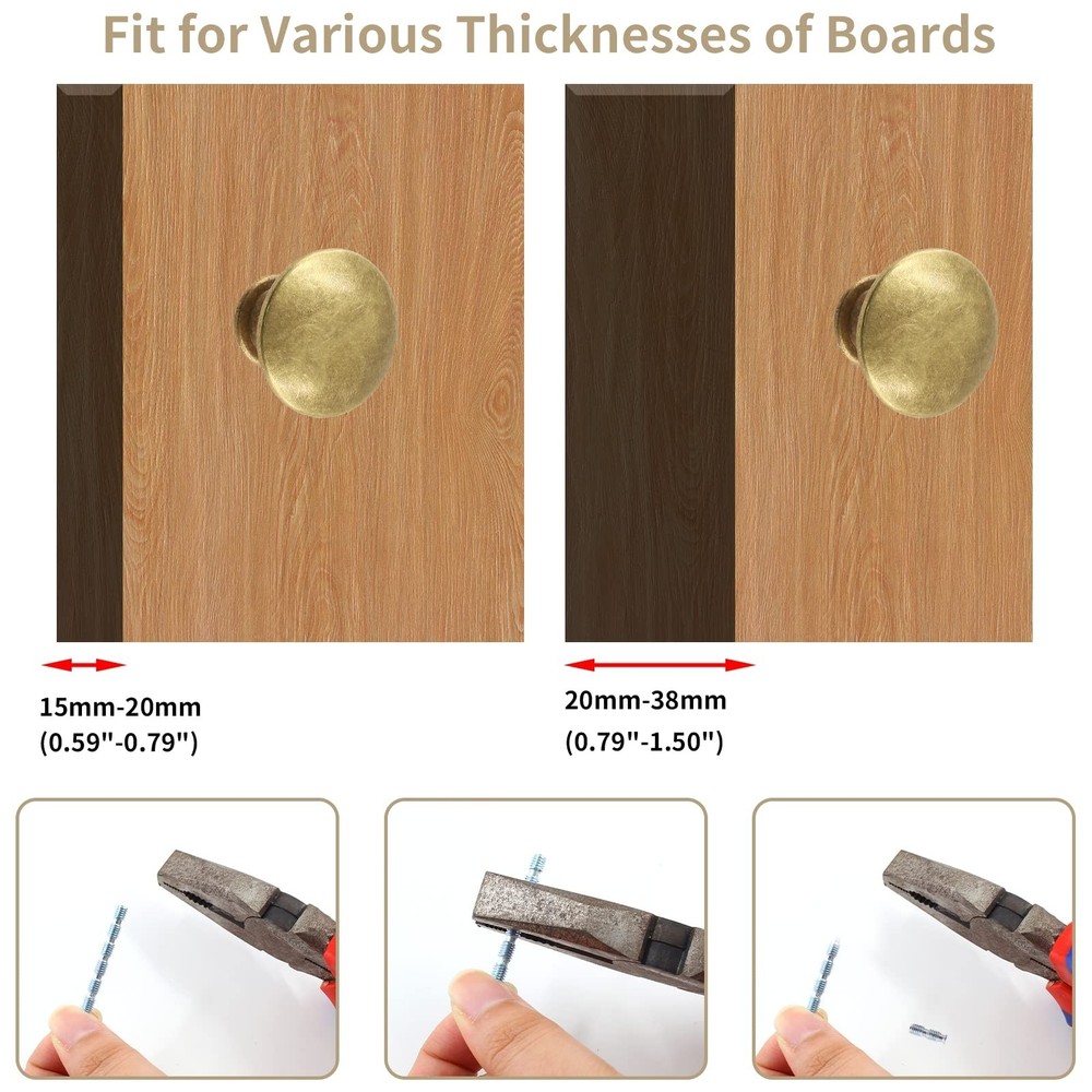 8Pcs Antique Brass Kitchen Cabinet Knobs Handle Pulls, 30mm Vintage Round Dra...
