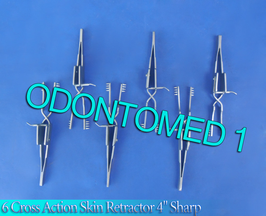 6 Automatic (Cross Action) Skin Retractor 4" Sharp