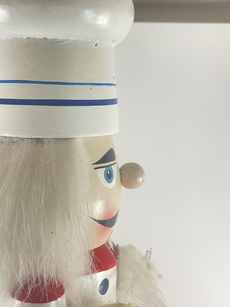 VTG. CHRISTMAS NUTCRACKER Chef - Red/White Apron with Spaghetti /Fork 14"