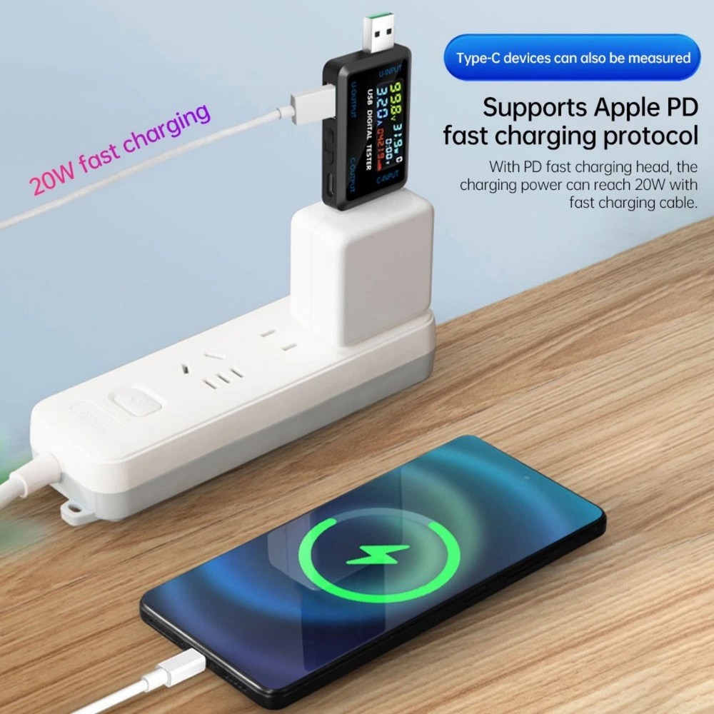 Portable USB Type C Voltmeter Current Meter with 5A Interface for Device Testing