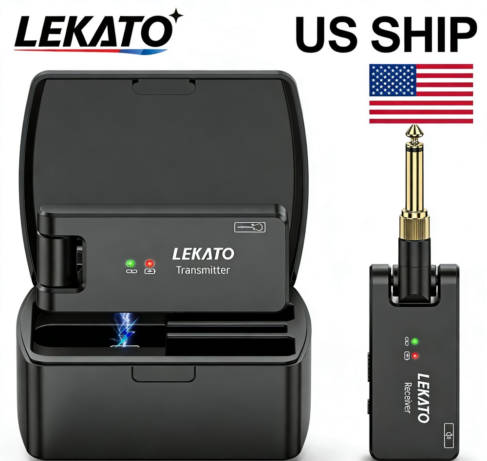 LEKATO Wireless Guitar System Rotable Transmitter Receiver w/Charging Box,30 M