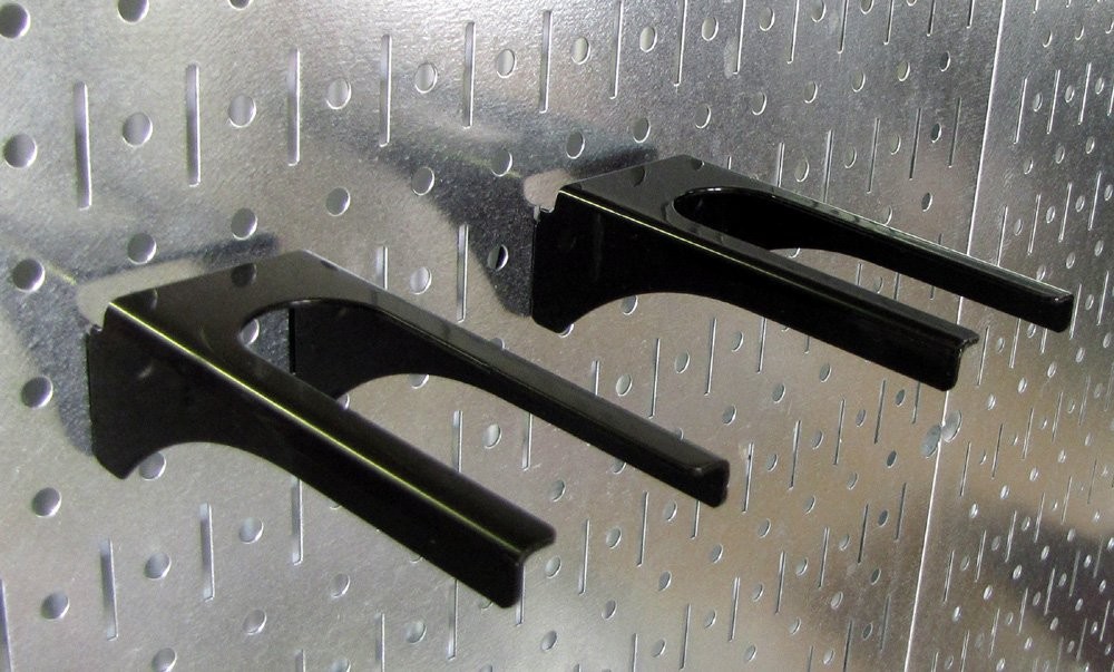 Black Metal Pegboard Hook For Tool Board 11/4in Handle 4in Deep 35lbs Capacity