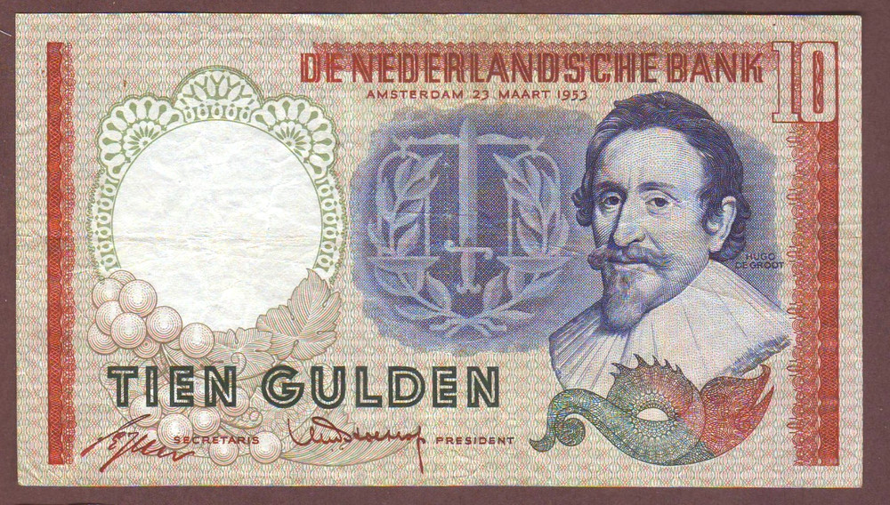 NETHERLANDS  10 Gulden  1953