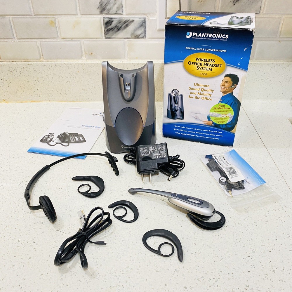 Plantronics CS50 Wireless Office Headset System Tested Works Nice Condition