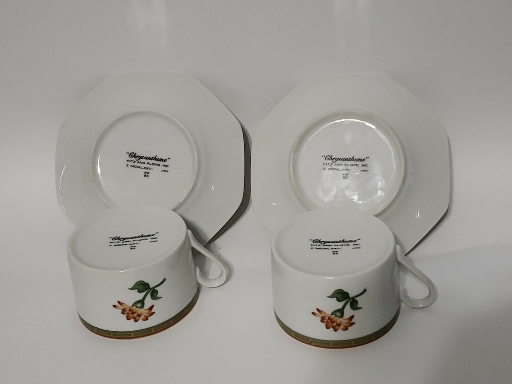 Fitz & Floyd Chrysantheme 89 Cup and Saucer, 2 Sets