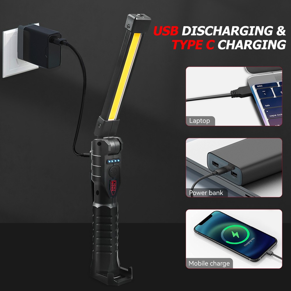 2Pack Rechargeable LED Work Light Mechanic Flashlight Lamp Magnetic Base Bright
