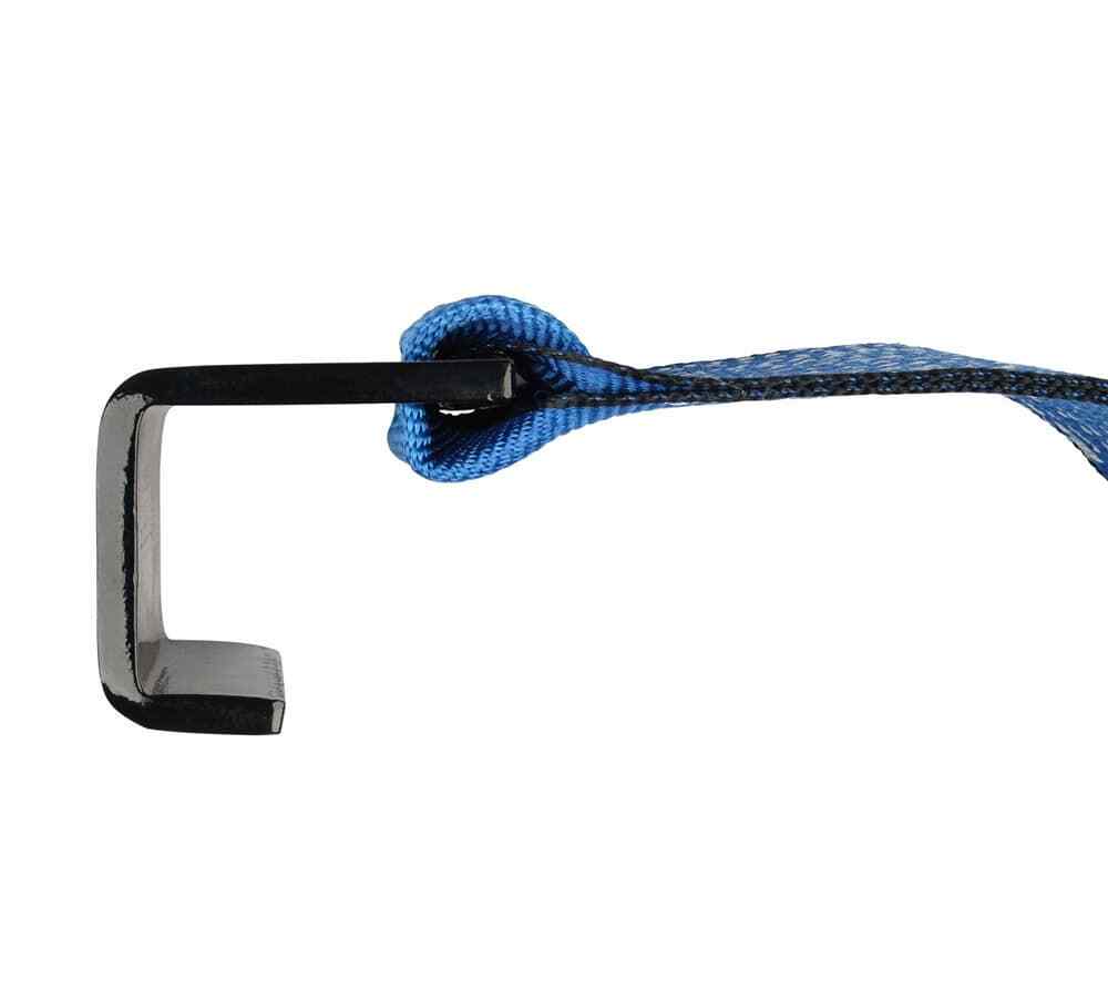(2 Pack) 4" x 5' Roll off Container Winch Strap w/ Flat Hook - Blue