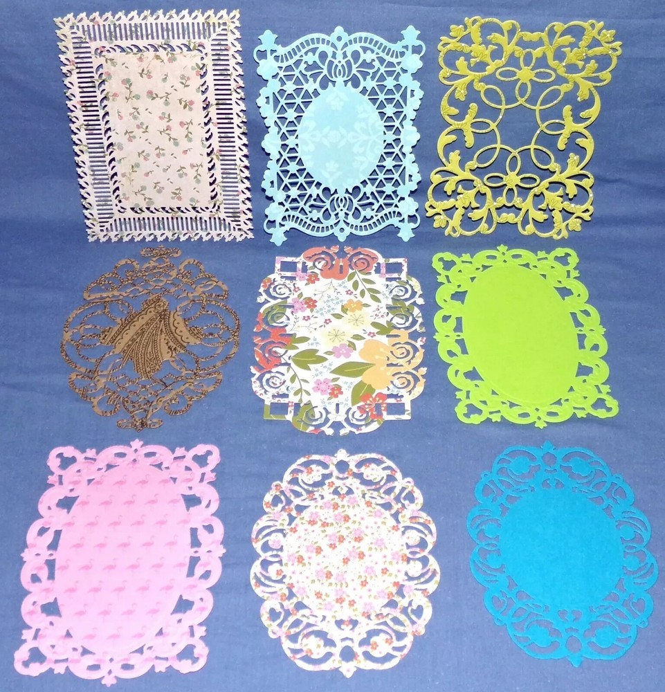 9pcs Frame Die Cuts in Assorted Patterns & Designs Handmade Background FREE Ship
