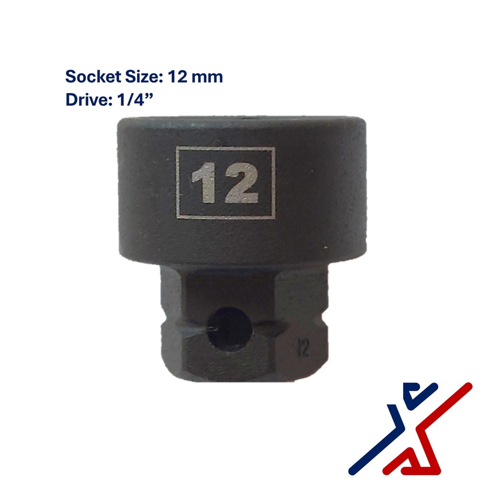 12mm. x 1/4" Drive Nano Socket / Stuby Socket by X1 Tools