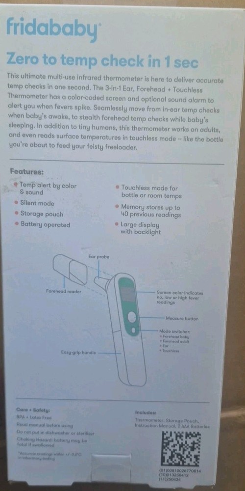 FridaBaby Forehead Thermometer - White