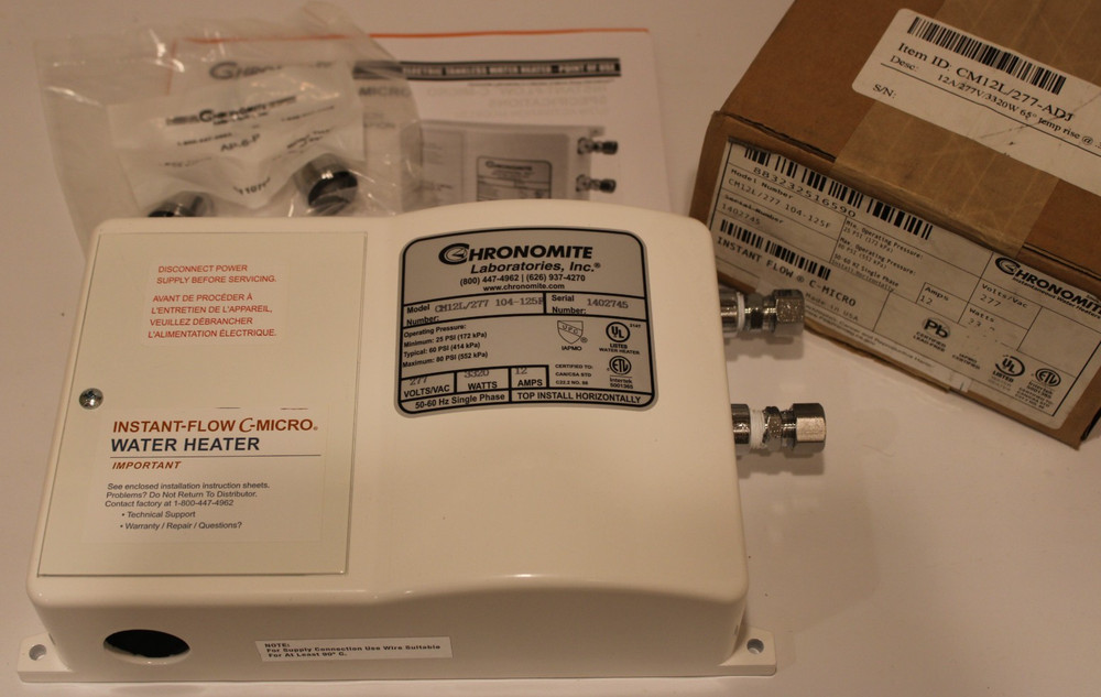 Chronomite CM12L/277 - 104-125F 3320Watt 277 Volt 12 Amps Electric Water Heater