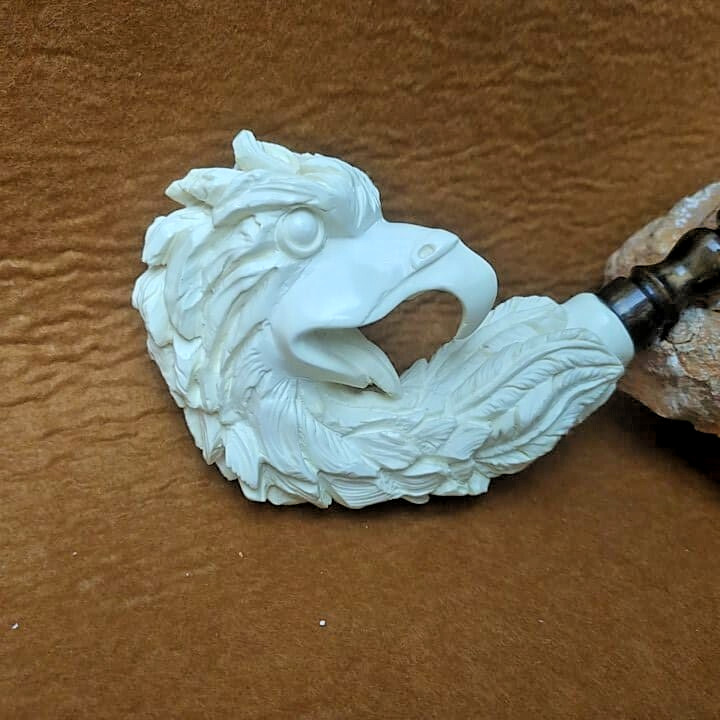 Big Size Eagle Head Meerschaum Pipe with Fitted Case