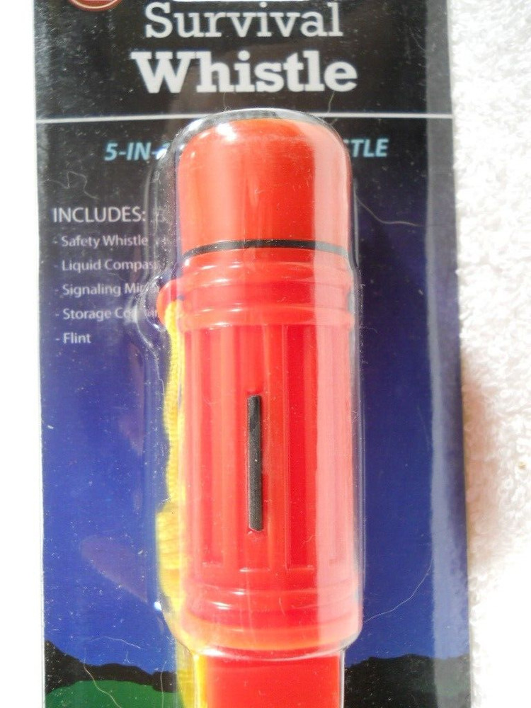 5 in 1 Survival Whistle Compass Fire Flint Storage Container Mirror ABS Plastic