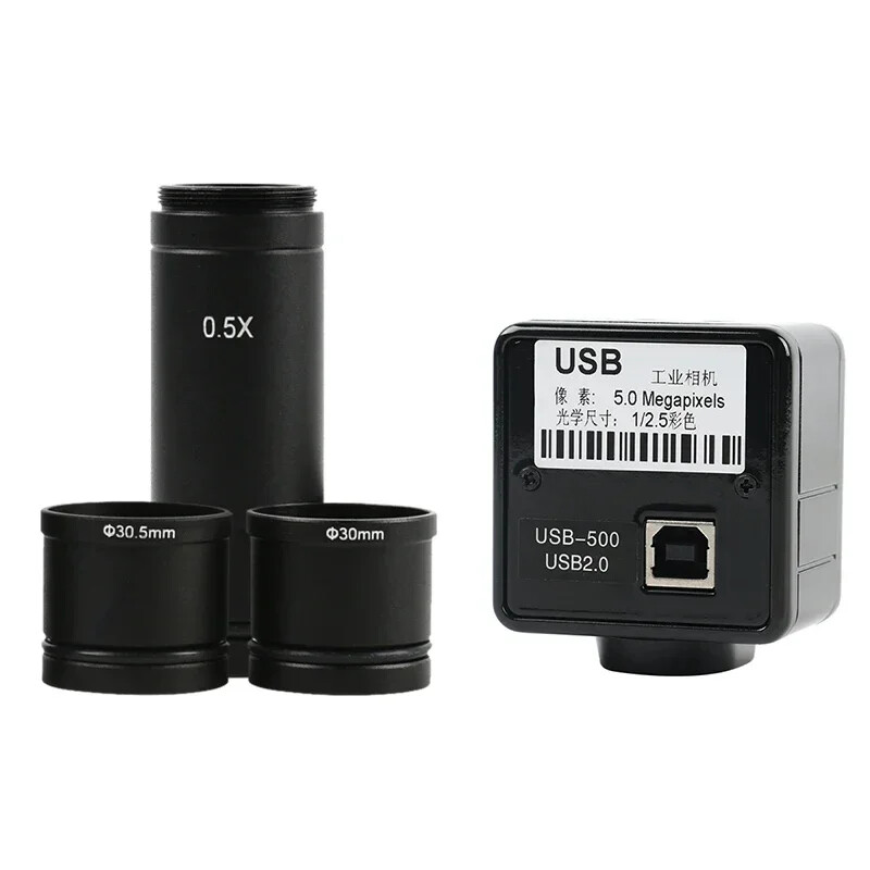 5MP USB2.0 Electronic Digital Video Microscope Camera 0.5X Eyepiece C-Mount