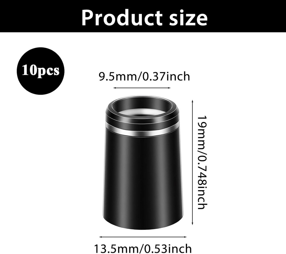 10 Pack .370 Golf Iron Ferrules Black with Single Silver Ring for Graphite/Steel