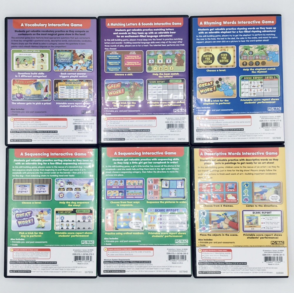 LN✴️19-Lakeshore Educational Interactive Learning PreK-K 1 Language PC/MAC Games