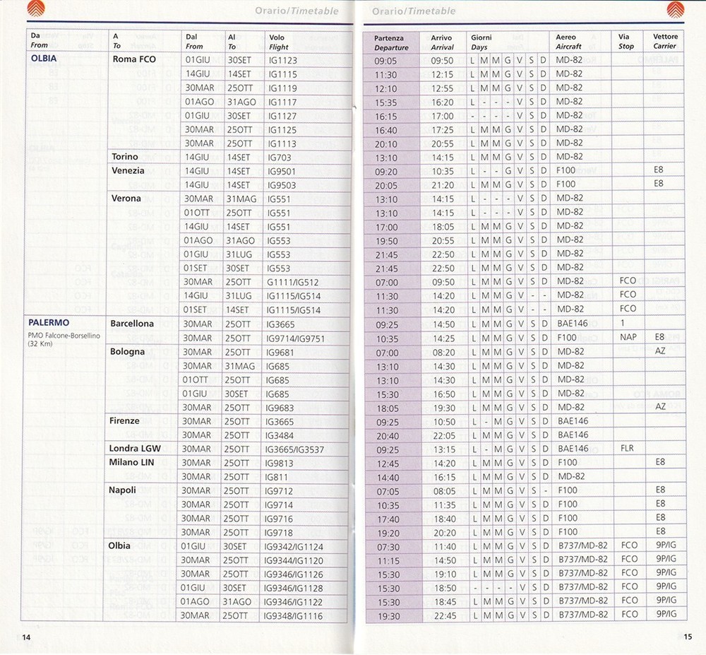 Meridiana timetable 2003/03/30