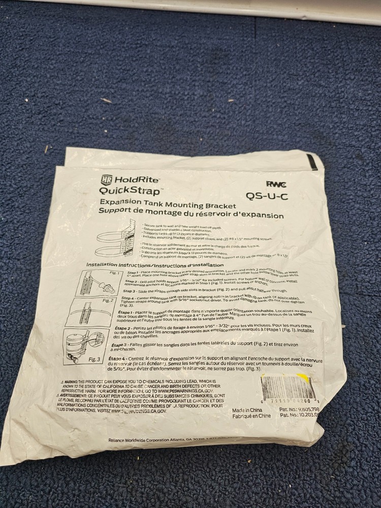 HoldRite QuickStrap QS-U-C Universal Expansion Tank Mounting Bracket For 13"