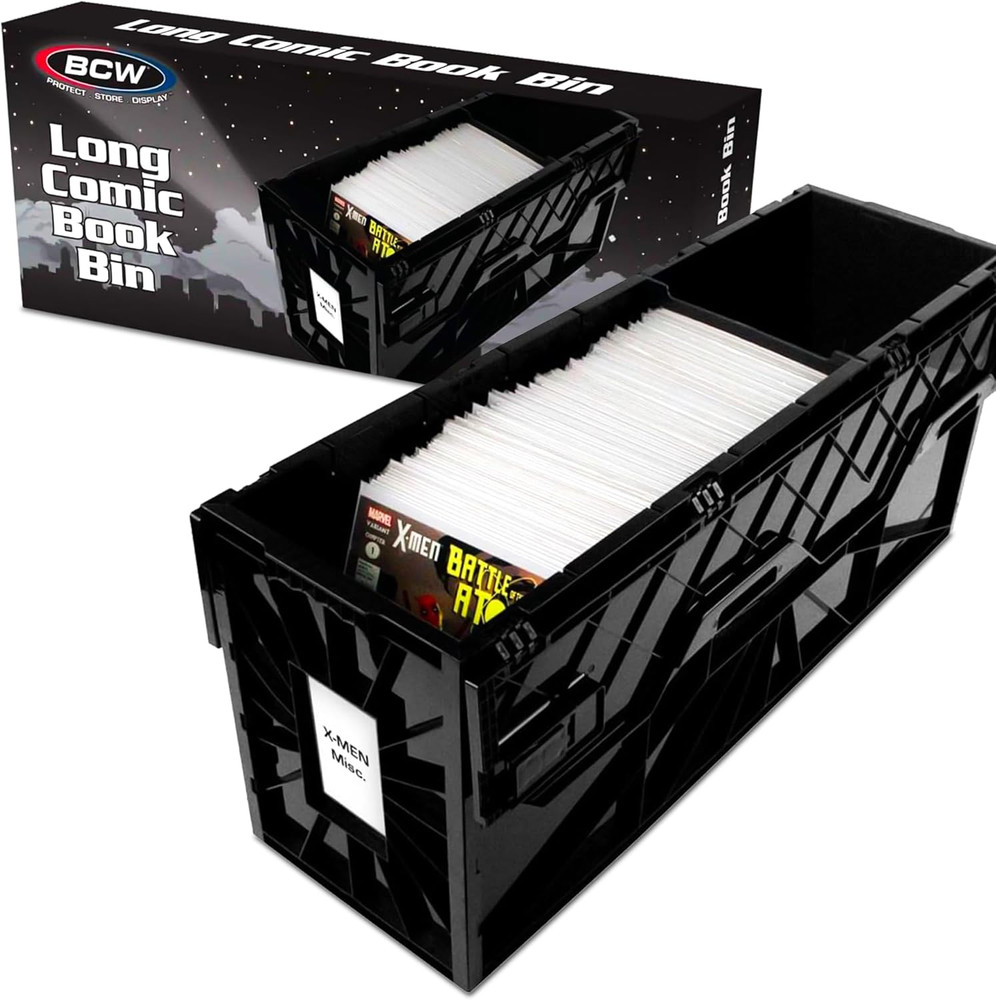 Long Comic Book Bin - 1 Pack Heavy Duty Comic Book Storage Box Stackable Comic