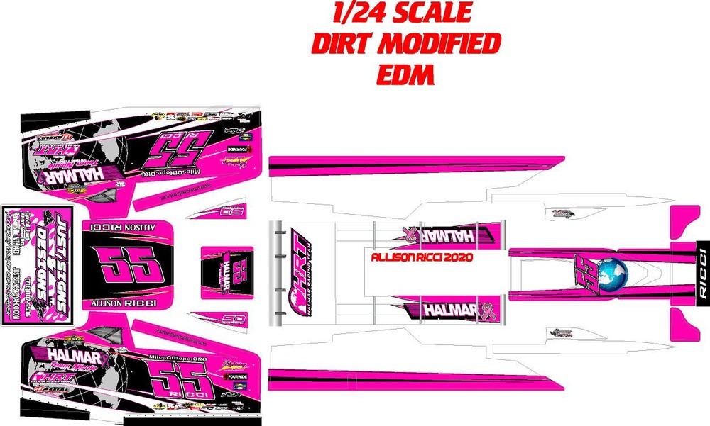 EDM MUDBOSS DIRT MODIFIED 1X24 SCALE ALLISON RICCI 2020 THEME WRAP KIT