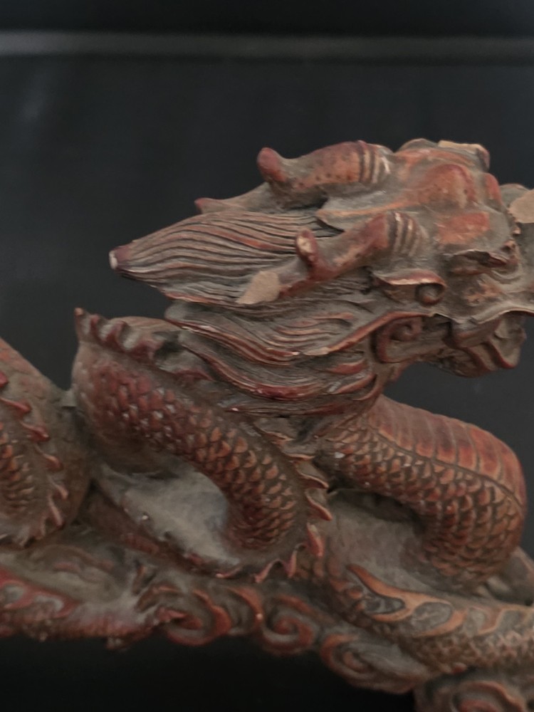 Deep Red Heavy Dragon Statue