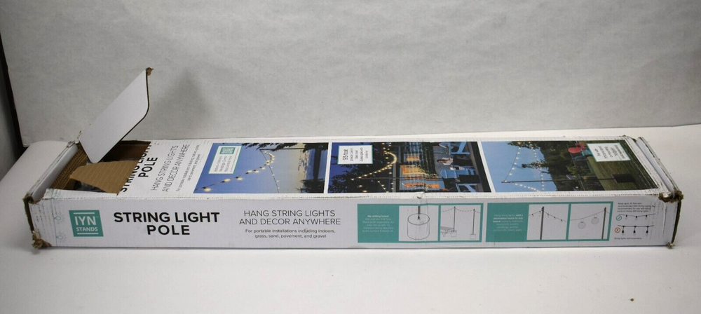 IYN Stands String Light Pole Stand Portable Black 3 PIece Assembly