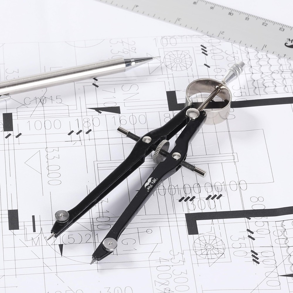 Mr. Pen- Professional Compass with Lock, Black, for Geometry, Black