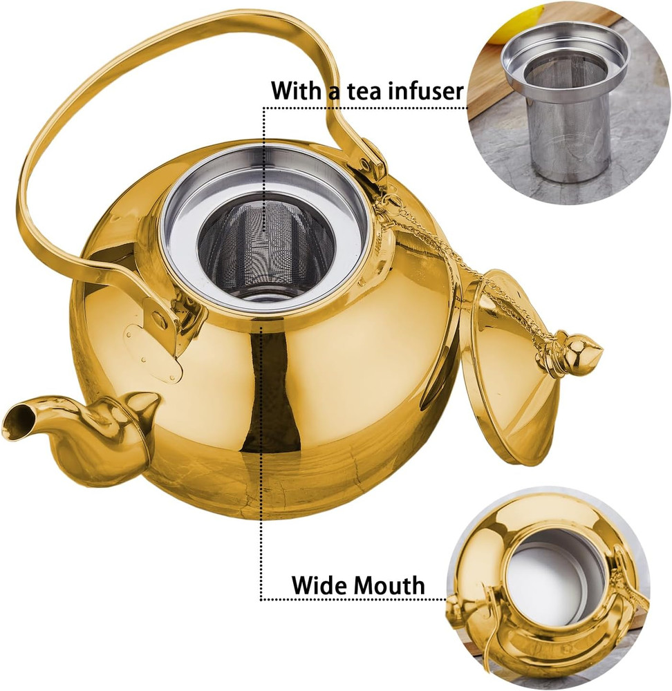 2000Ml Gooseneck Teapot with Removable Infuser, 2.1Qt Hot Water Kettle Boiling W