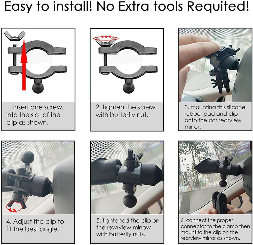 Universal Dash Cam Mount Rear View Mirror Holder with 16 Different Joints Compat