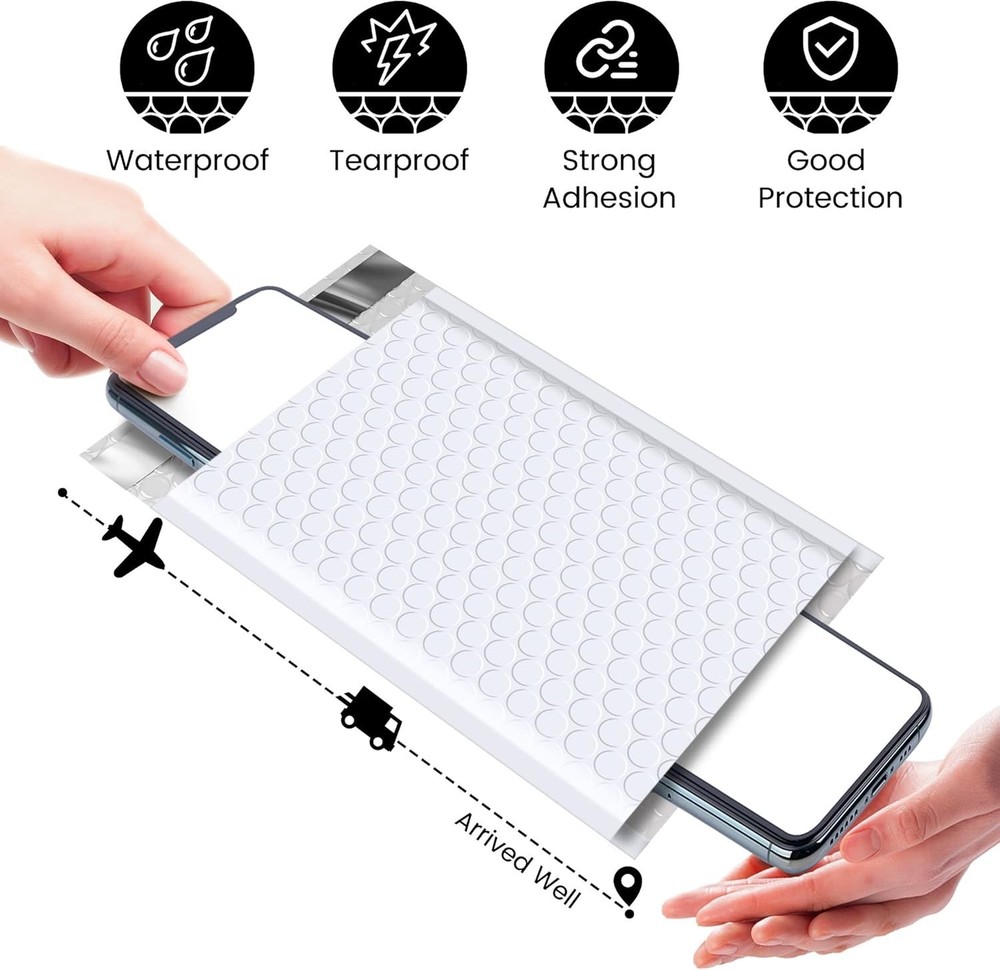 Bubble Mailers 4x8 100 Pack - Lightweight Shipping Envelopes
