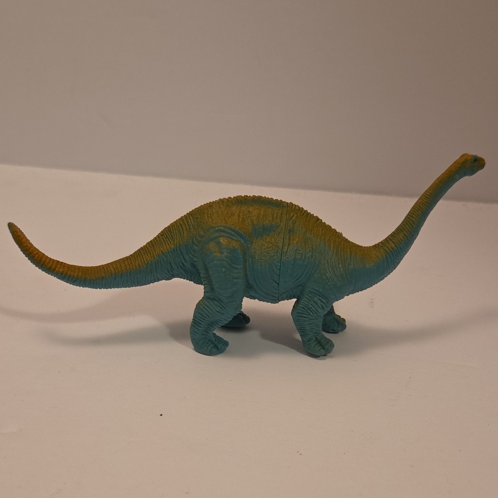 Brontosaurus Dinosaur Figure Blue Yellow Plastic Dinosaur
