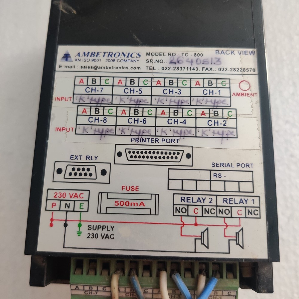 AMBETRONICS TC-800 TEMPERATURE AND HUMIDITY DATA SCANNER/LOGGER